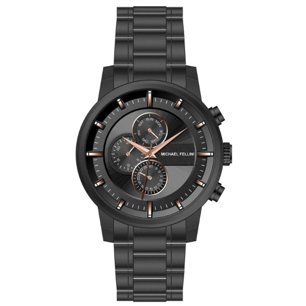 Michael Fellini Black Stainless Steel Black Dial Chronograph Quartz Watch for Gents - MF-2343-06