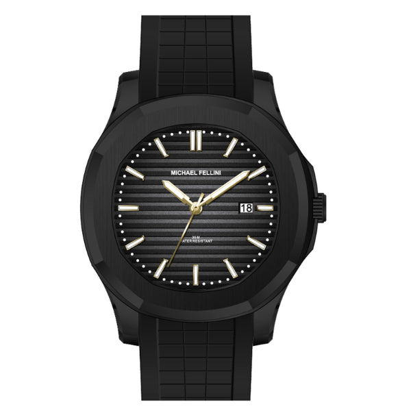 Michael Fellini Black Silicone Strap Black Dial Quartz Watch for Gents - MF2364-04