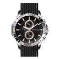 Michael Fellini Black Silicone Strap Black Dial Chronograph Quartz Watch for Gents - MF2365-02