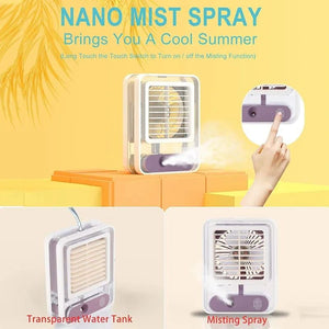 Portable Desktop Air Conditioner USB Mini Air Cooler Fan Water Cooling Fan with 3 Speed Spray Humidifier Purifier for Car Home - My Store