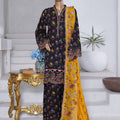 Bin Saeed Stitched 3 Piece Exclusive Emb Chikankari Cotton Suit-WC-2411-Black