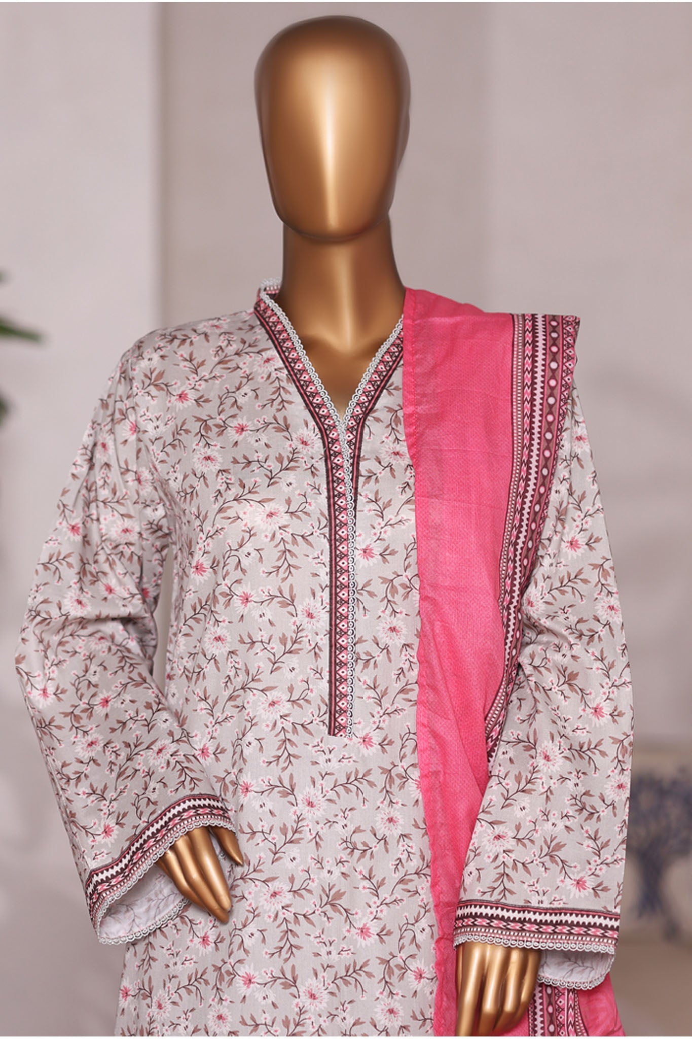 Bin Saeed Stitched 3 Piece Printed Cotton Vol-03 Collection'2025-WC-2425-Gray