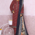 Bin Saeed Stitched 3 Piece Exclusive Printed Khaddar Vol-06 Collection'2025-WK-2459-Maroon