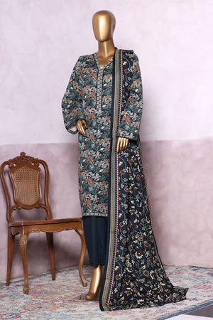 Bin Saeed Stitched 3 Piece Exclusive Printed Khaddar Vol-06 Collection'2025-WK-2460-Green