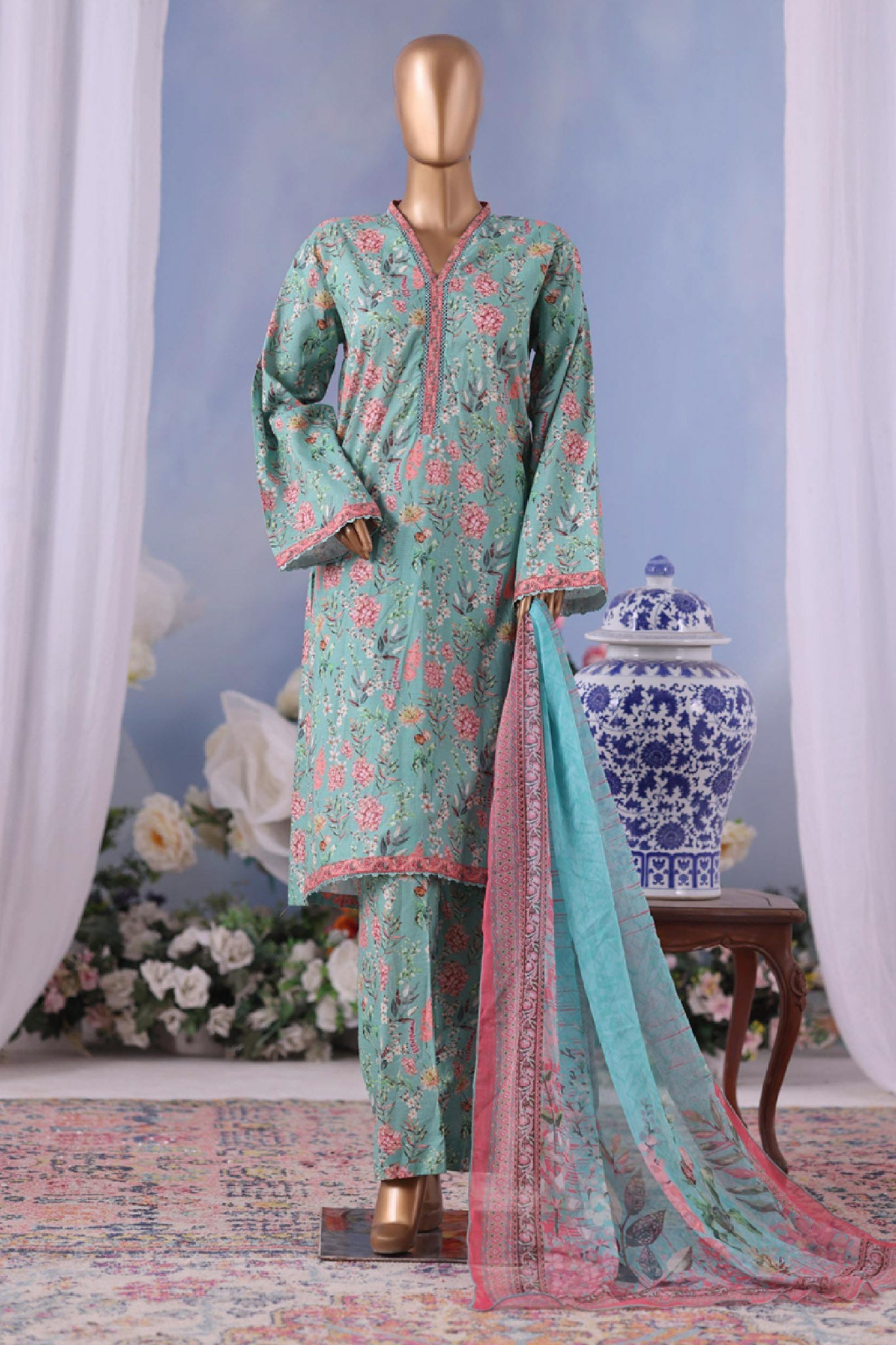 Bin Saeed Stitched 3 Piece Exclusive Printed Cotton Vol-04 Collection'2025-WC-2489-Green