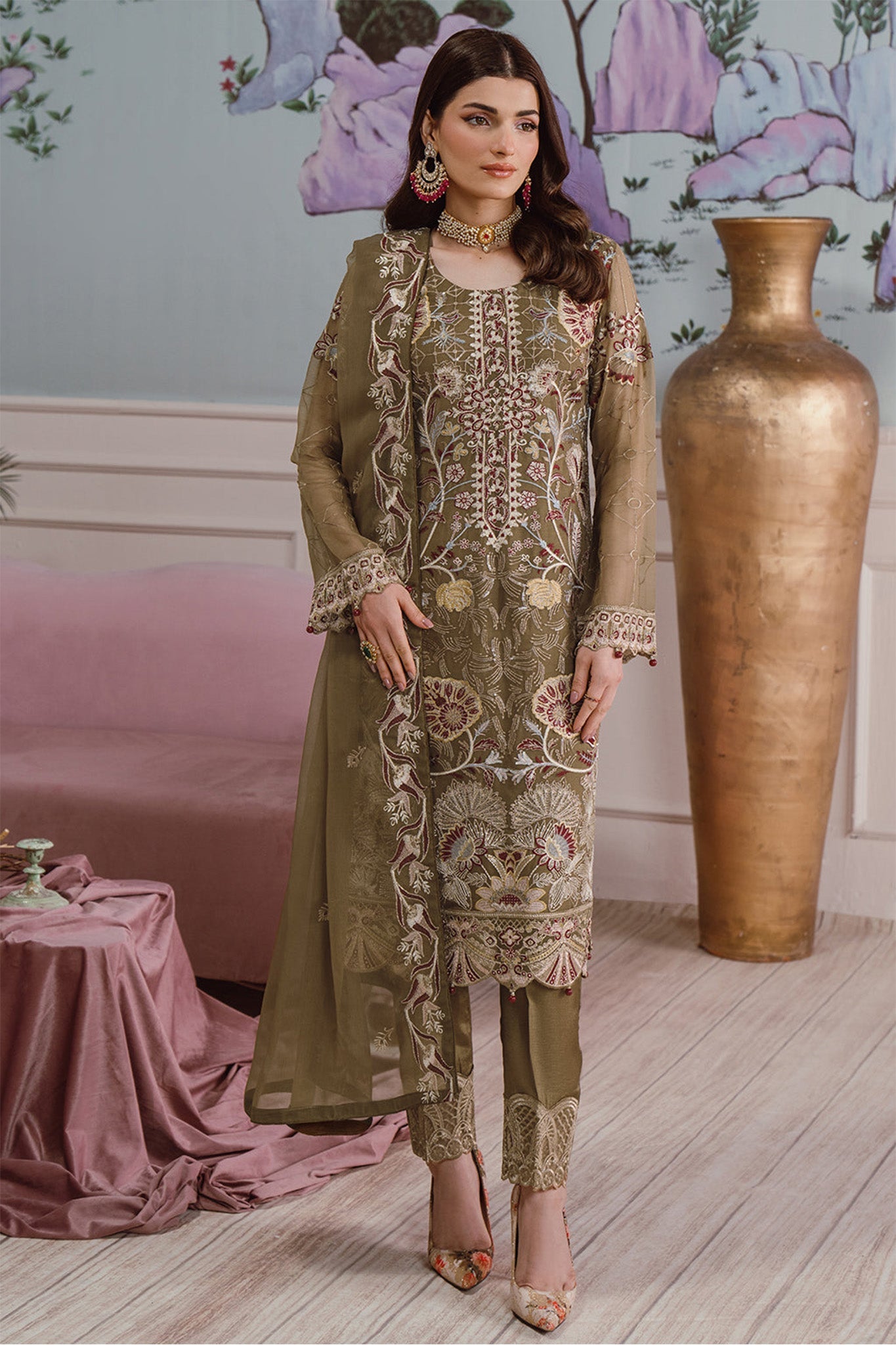 Ramsha Unstitched 3 Piece Chiffon Vol-25 Collection'2024-F-2510