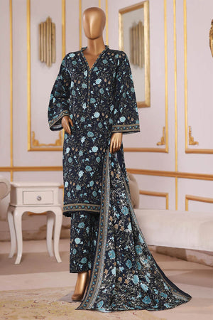 Bin Saeed Stitched 3 Piece Exclusive Printed Khaddar Vol-09 Collection'2025-WK-2516-Black