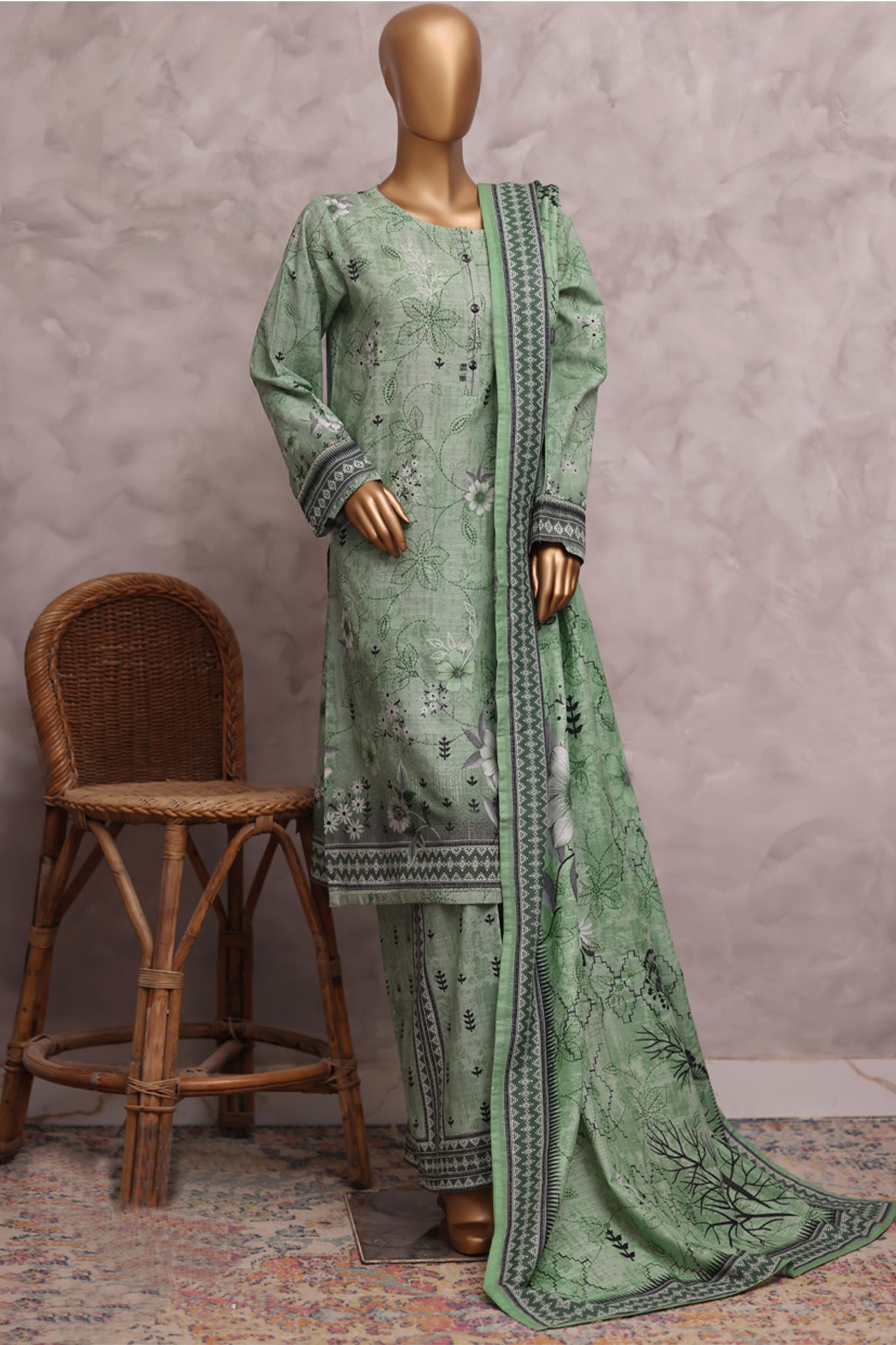 HZ Stitched 3 Piece Khaddar Prints Vol-02 Suit-KPT-2572