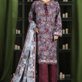 Hz Stitched 3 Piece Digital Printed Khaddar Vol-03 Suit-KPT-2576-Maroon