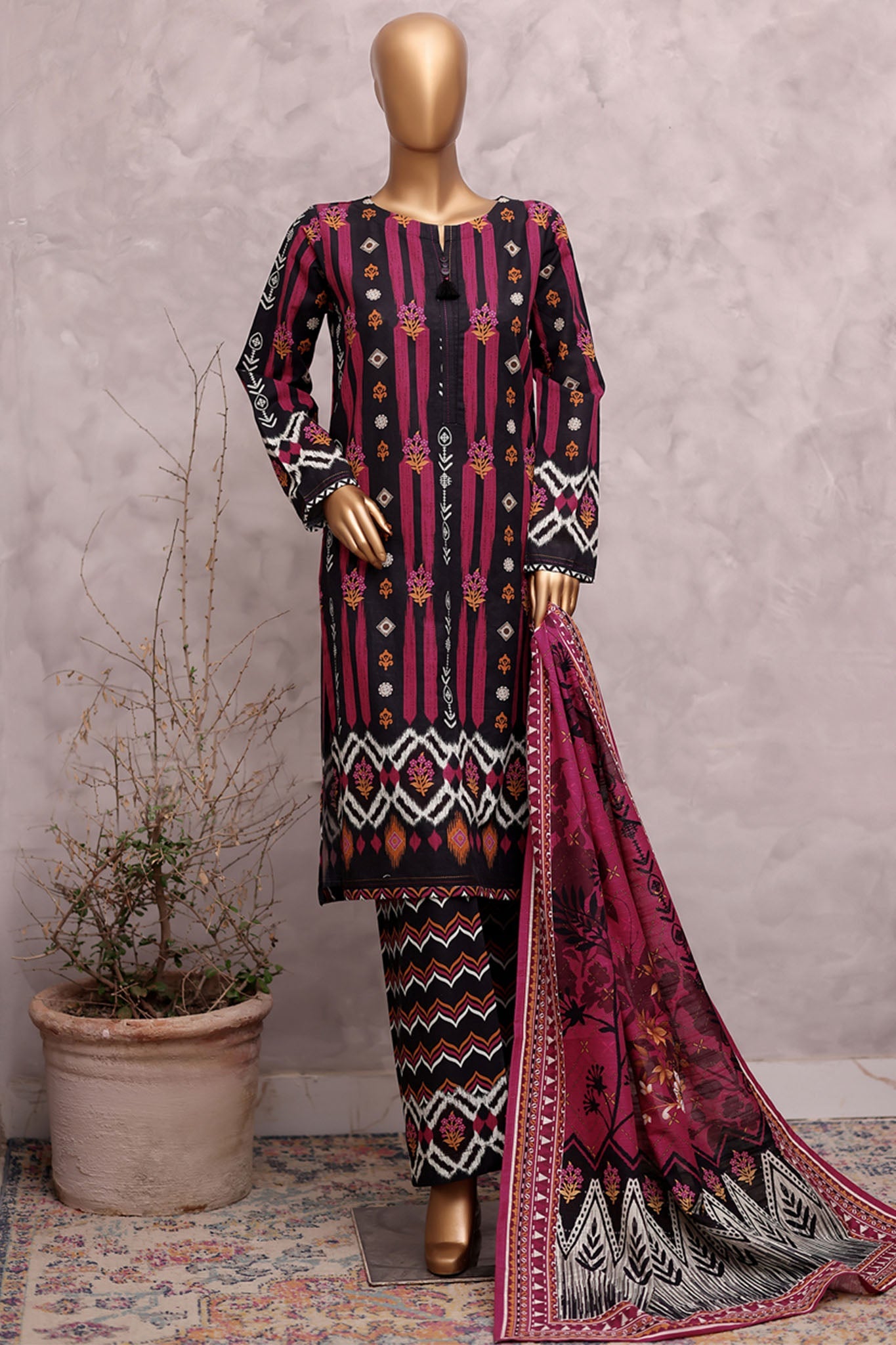 HZ Stitched 3 Piece Khaddar Prints Vol-02 Suit-KPT-2580
