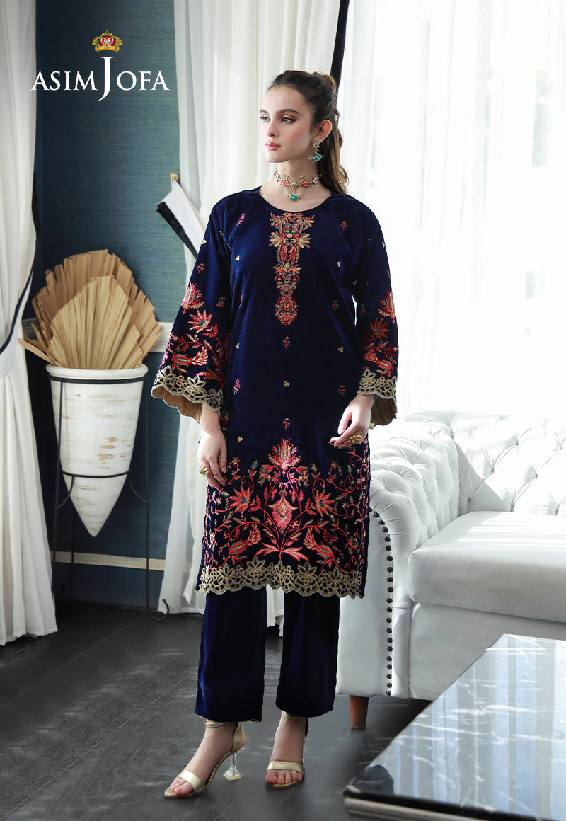 Asim Jofa Velvet Pret 24 Ajvg-03 Embroidered Velvet Stitched 2Pc