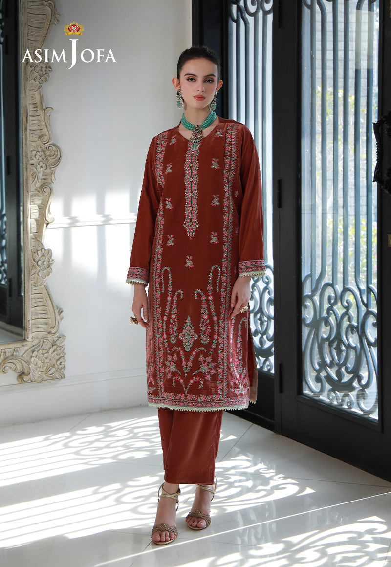 Asim Jofa Velvet Pret 24 Ajvg-04 Embroidered Velvet Stitched 2Pc
