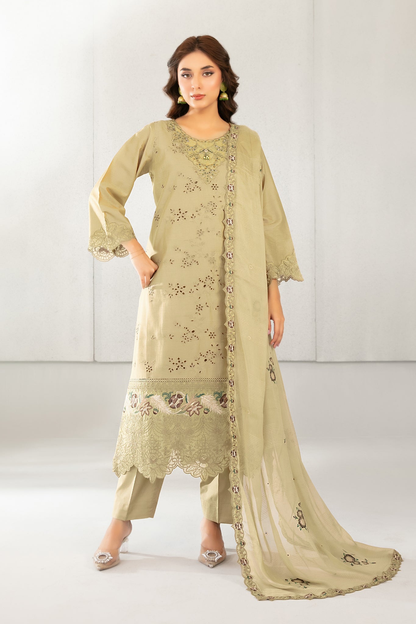 Azka By Tawakkal Stitched 3 Piece Emb Fancy Lawn Vol-2 Suit-D-2822