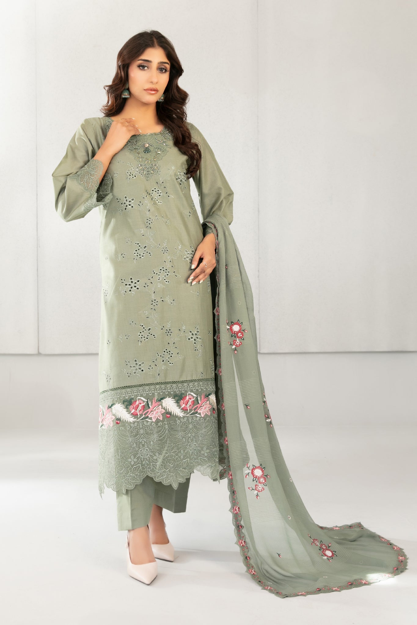 Azka By Tawakkal Stitched 3 Piece Emb Fancy Lawn Vol-2 Suit-D-2824