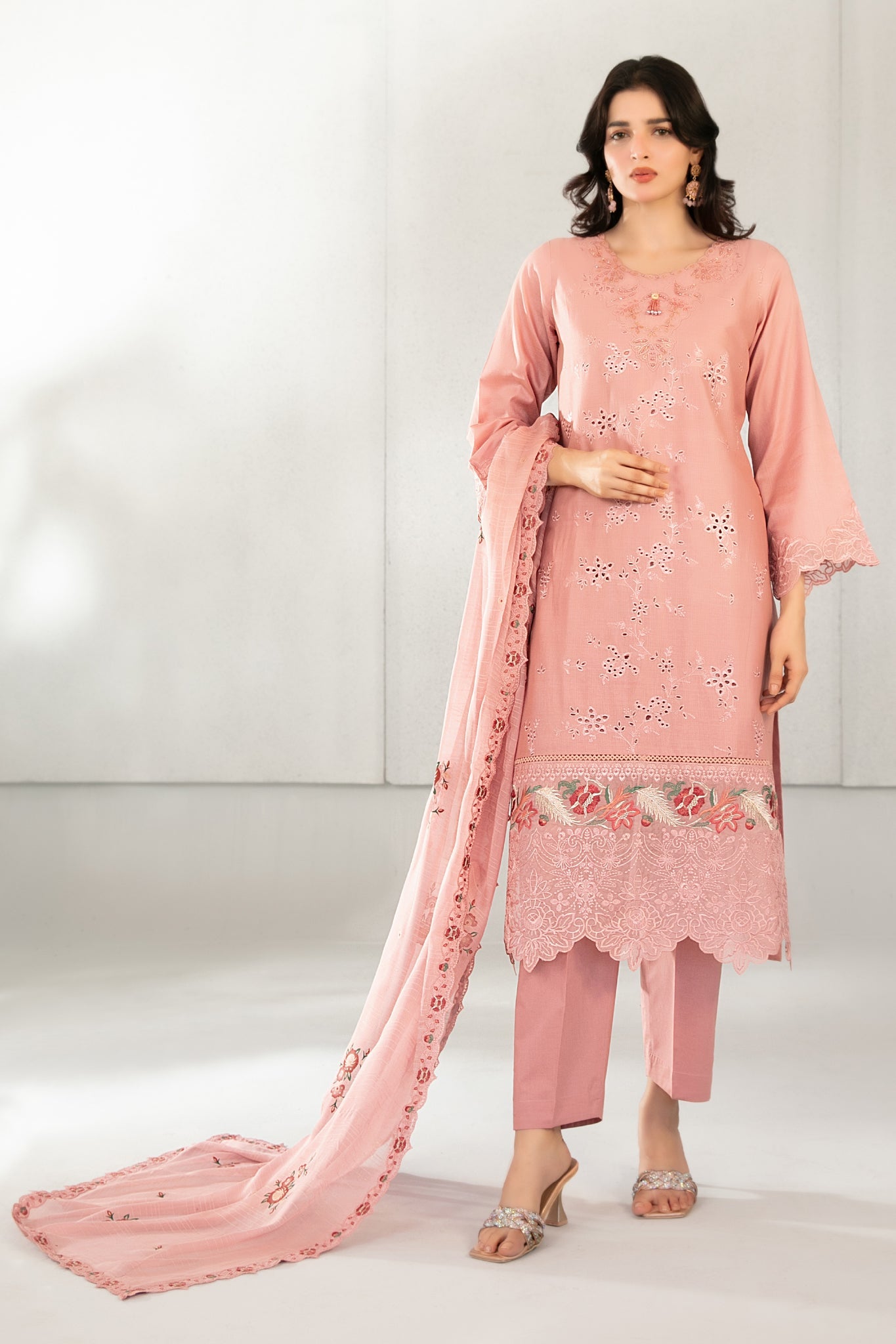 Azka By Tawakkal Stitched 3 Piece Emb Fancy Lawn Vol-2 Suit-D-2826