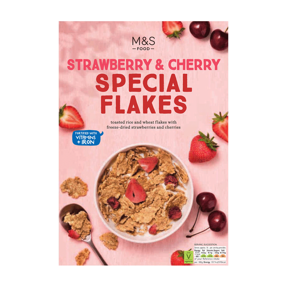 M&s Strawberry & Cherry Special Flakes 500g
