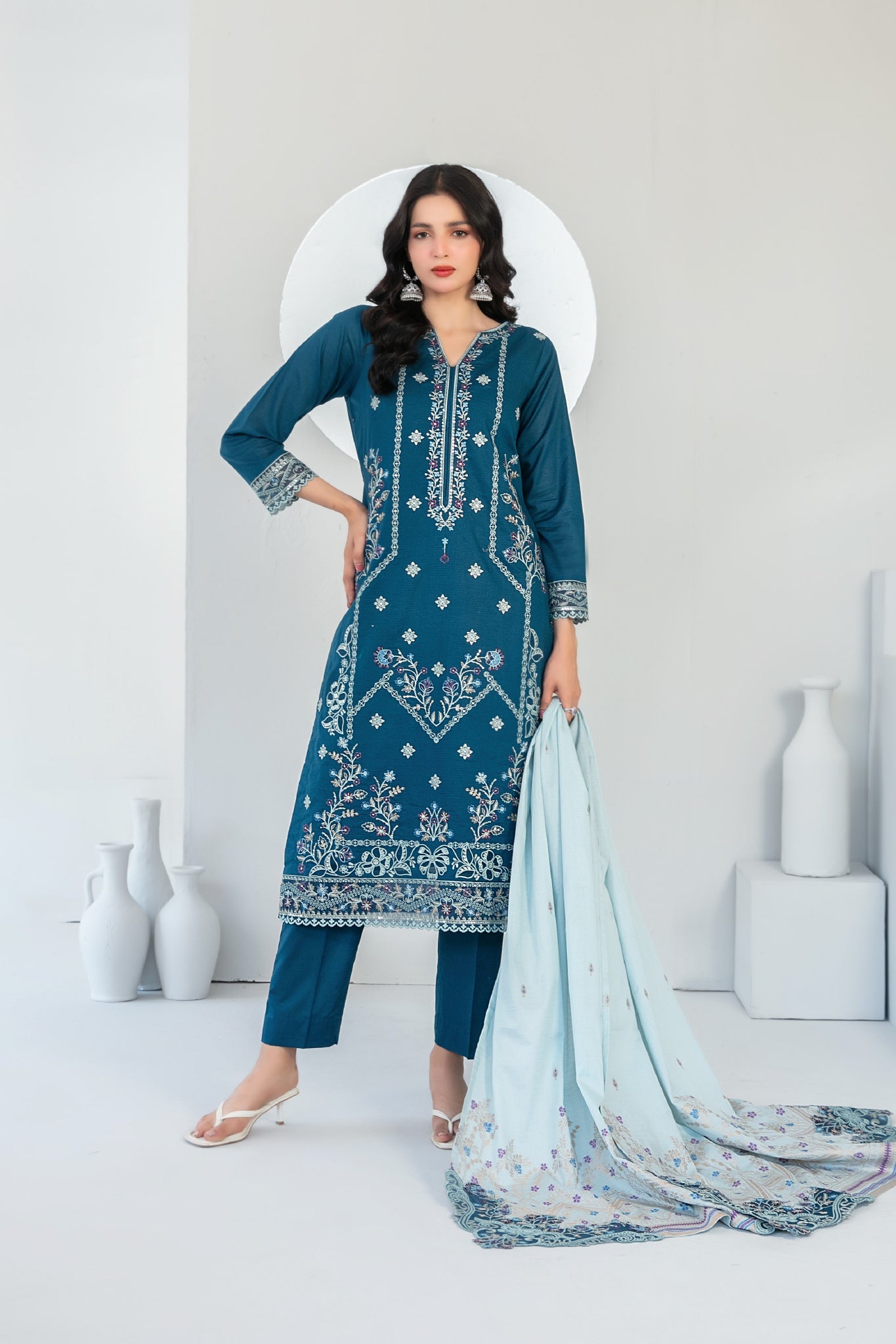 Abdar By Tawakkal Unstitched 3 Piece Emb Lawn Suit-D-2965