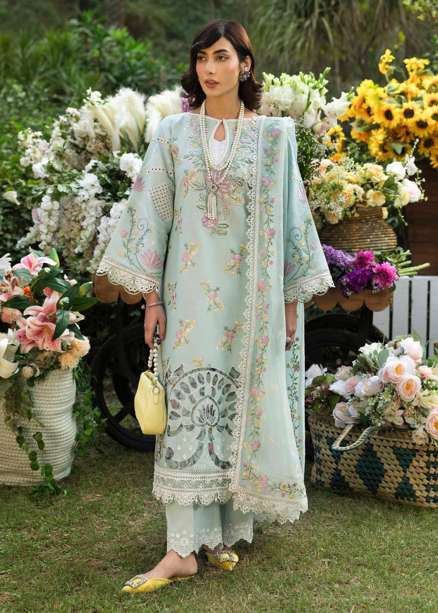 Floral Forest By Sardinia Unstitched 3 Piece Lawn Collection-Sky Petal