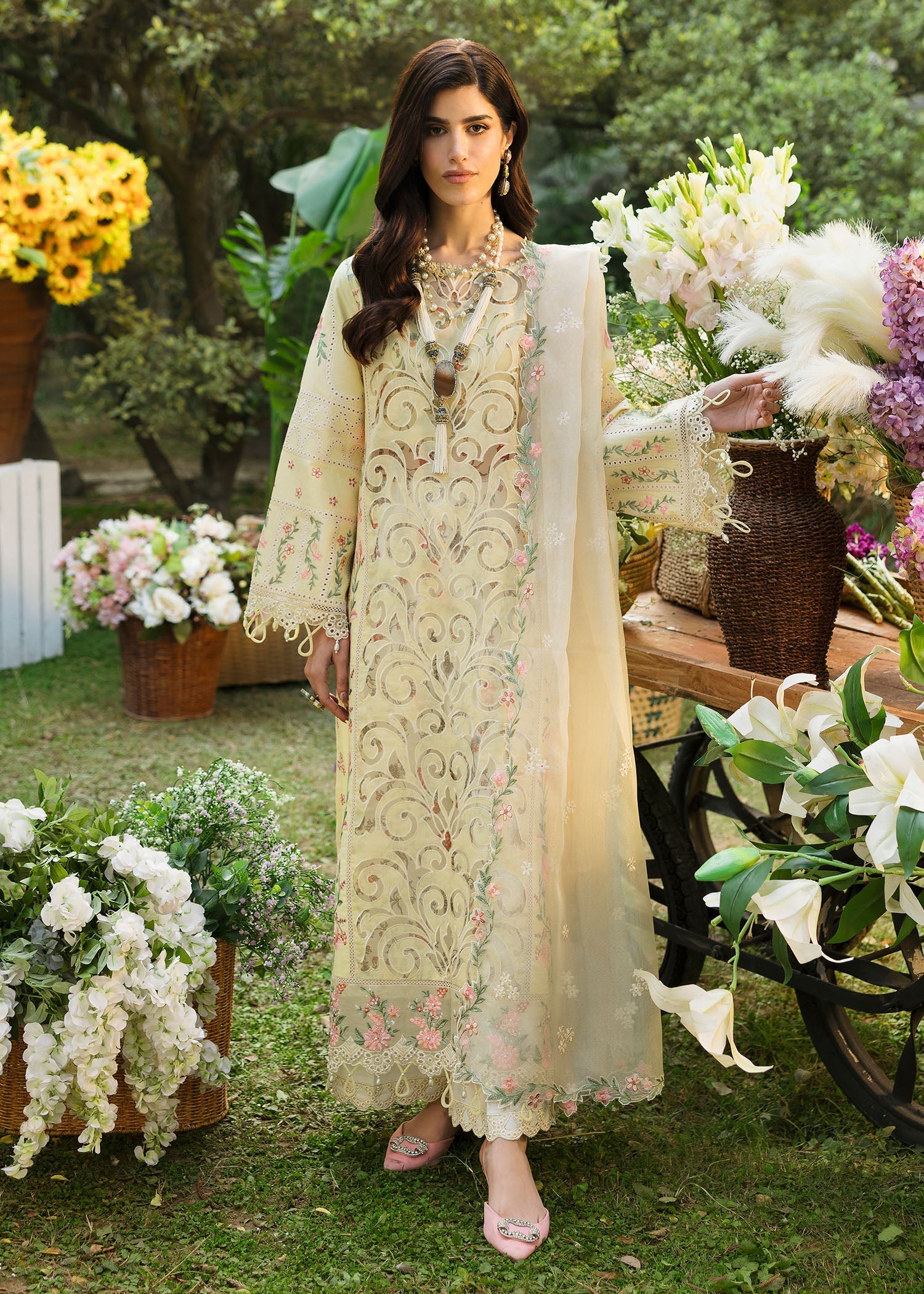 Floral Forest By Sardinia Unstitched 3 Piece Lawn Collection-Petal Veil