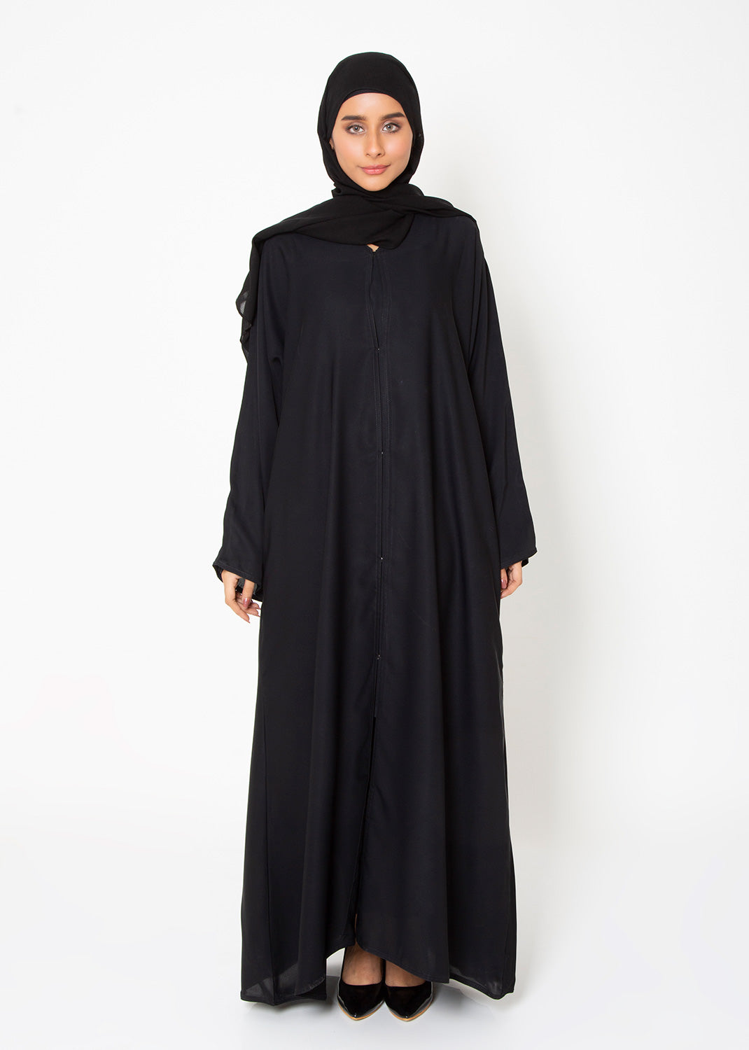 Abaya.Pk Black Basic Front-Open Abaya