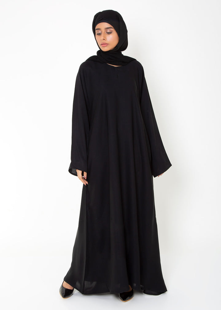 Hijabi.Pk BLACK CLASSIC FRONT-CLOSED ABAYA