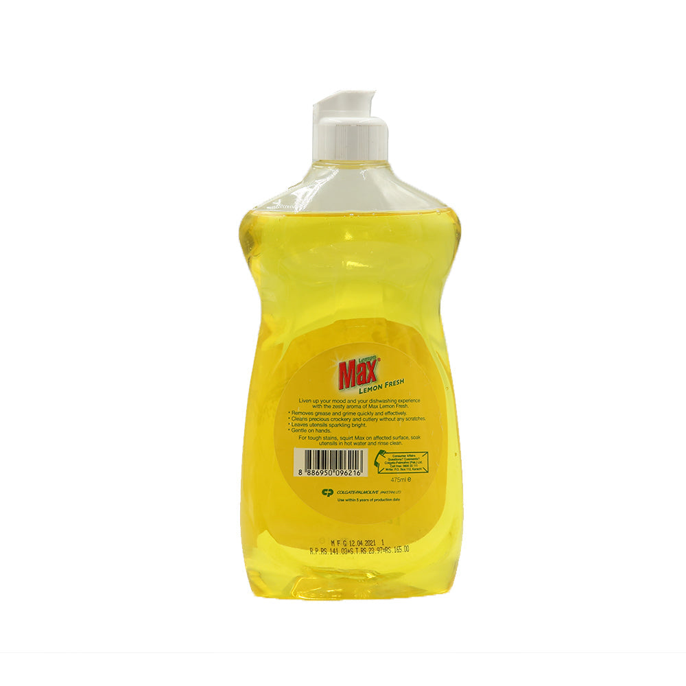 Lemon Max Dishwash Liquid Lemon Fresh 475ml - Snapcart.pk