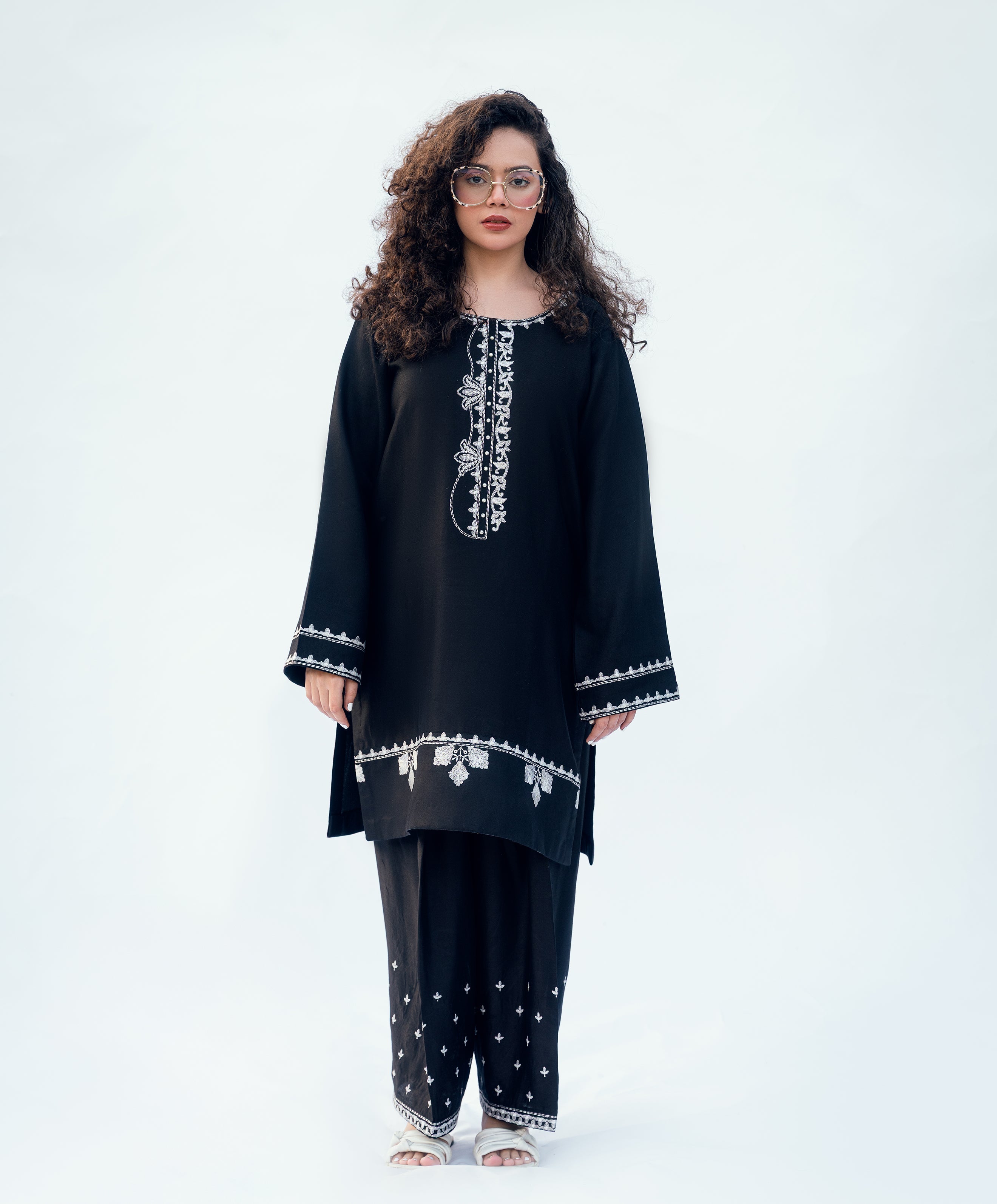 Winter Tales By Kaanthaa Stitched 2 Piece Winter Suit-Night Frost | 2 pc Stitched