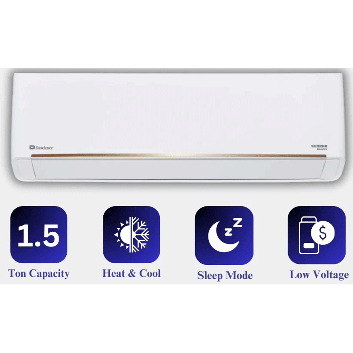 Dawlance 1.5 Ton Inverter Split Air Conditioner Heat and Cool Chrome 30 White