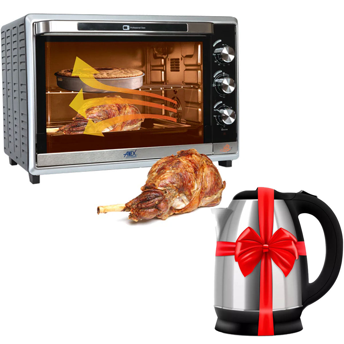 AG-3072 Deluxe Oven Toaster with Convection Fan + Premium Electric Kettle - Snapcart.pk