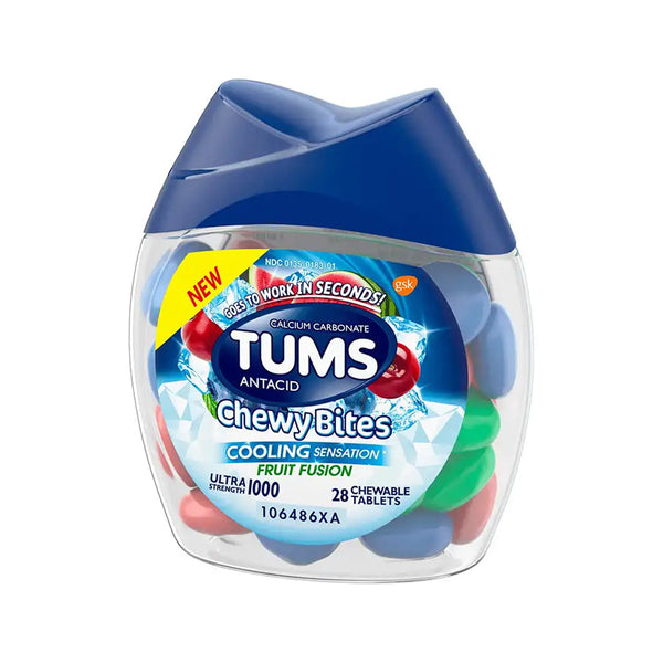 Tums Chewy Bites Cooling Fruit Tablets 28s - Snapcart.pk