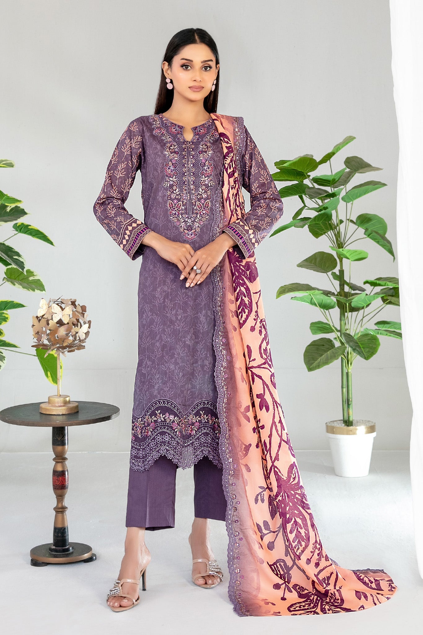 Teyana By Tawakkal Unstitched 3 Piece Emb Lawn Suit-D-3079