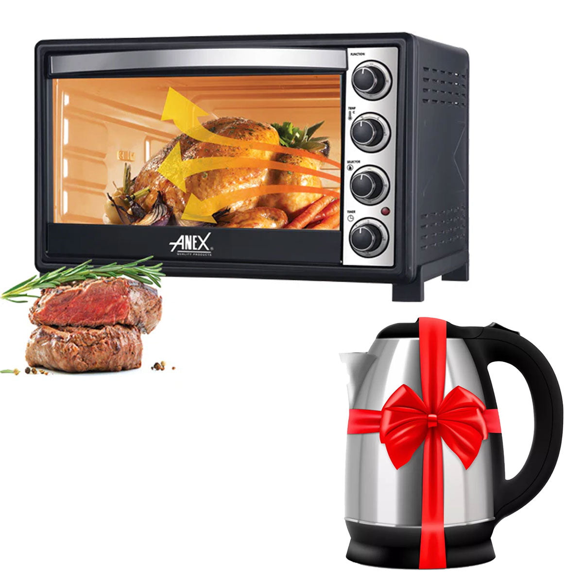 AG-3079 Deluxe Oven Toaster with Convection Fan + Premium Electric Kettle - Snapcart.pk