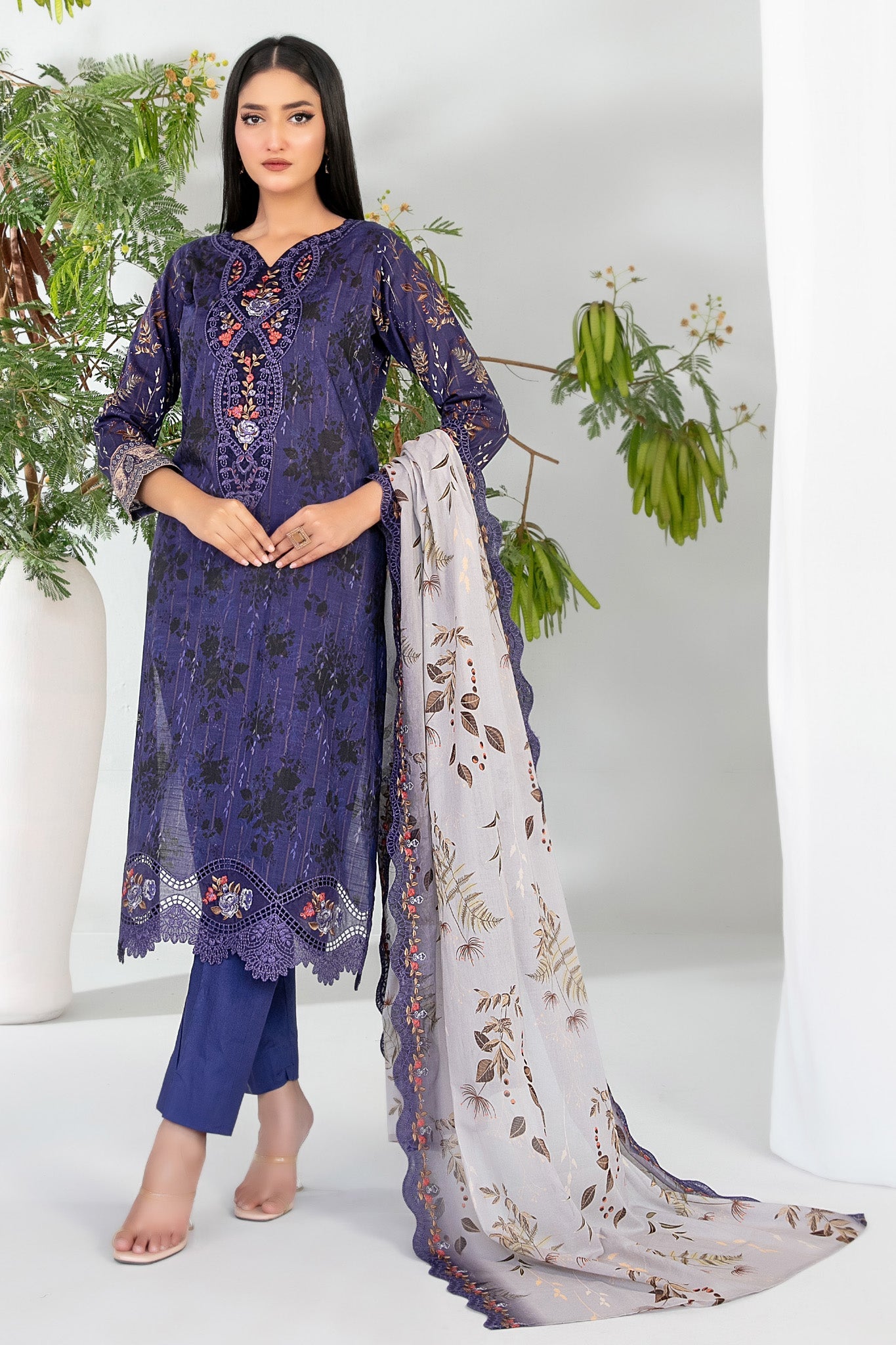 Teyana By Tawakkal Unstitched 3 Piece Emb Lawn Suit-D-3081