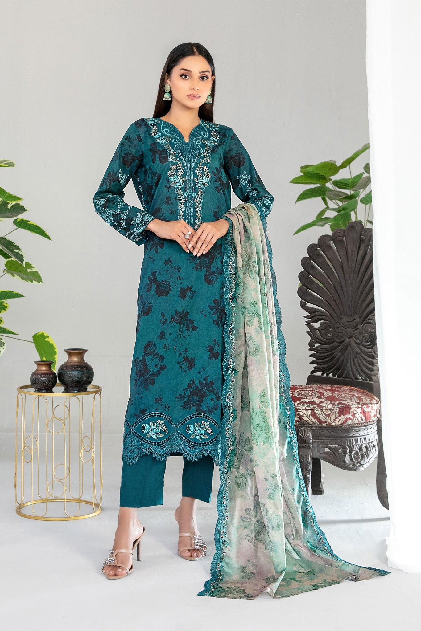 Teyana By Tawakkal Unstitched 3 Piece Emb Lawn Suit-D-3083