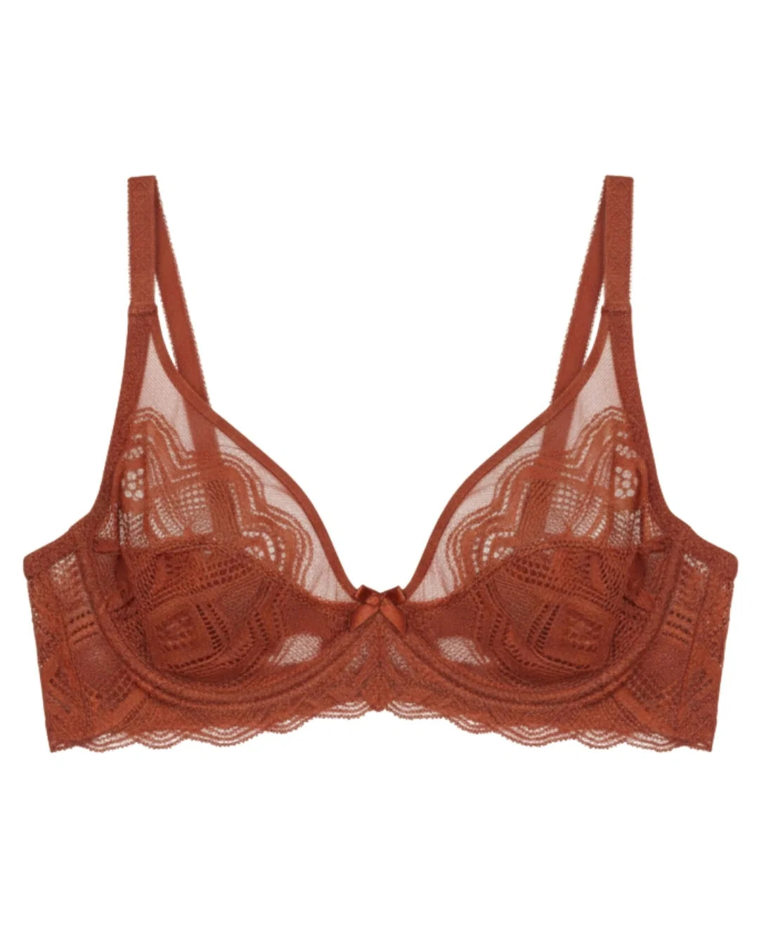 Non-Padded Lace Bra - June - Rust