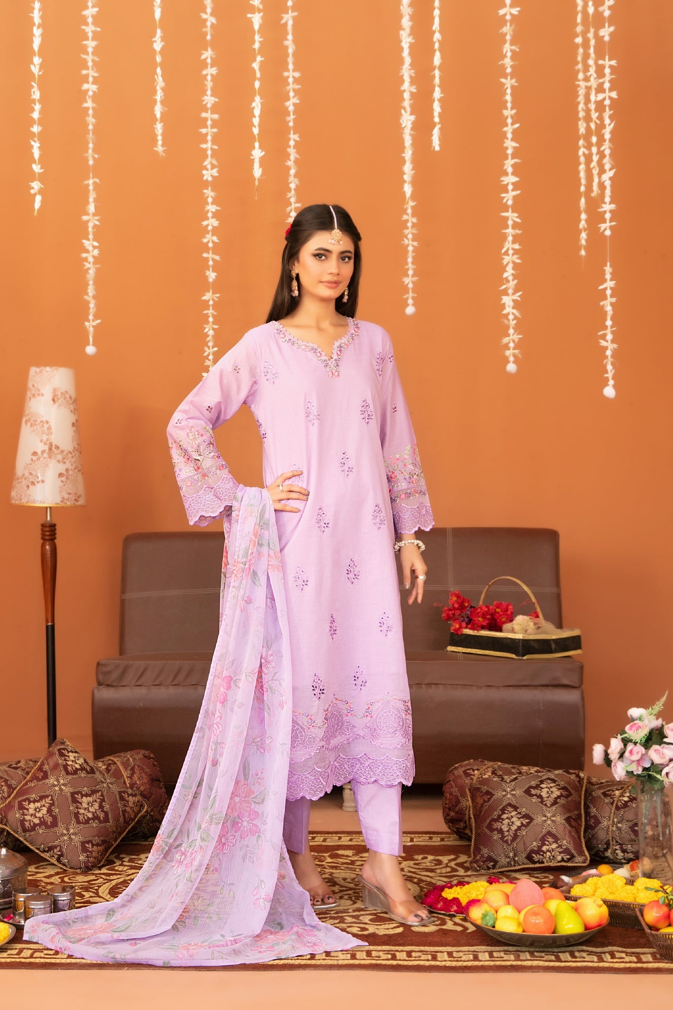 Chaashni By Tawakkal Stitched 3 Piece Eid Fancy Emb Lawn Vol-02 Suit-D-3134