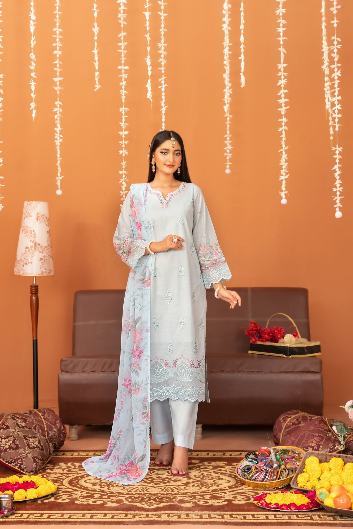Chaashni By Tawakkal Stitched 3 Piece Eid Fancy Emb Lawn Vol-02 Suit-D-3136