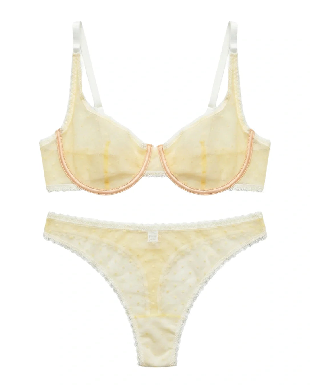 Non Padded Underwired Bra Set - Dot Mesh