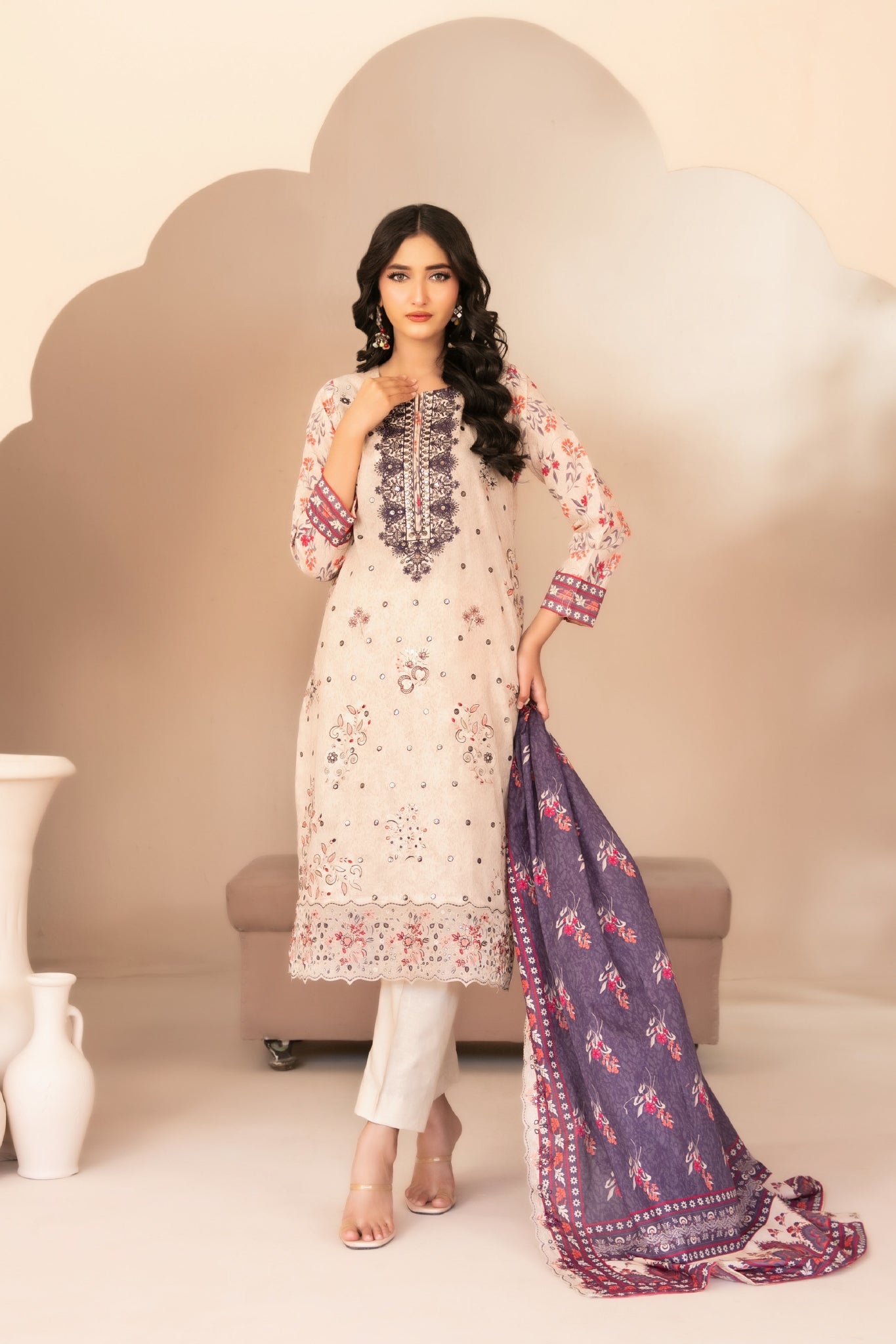 Ohana By Tawakkal Unstitched 3 Piece Emb Lawn Suit-D-3363