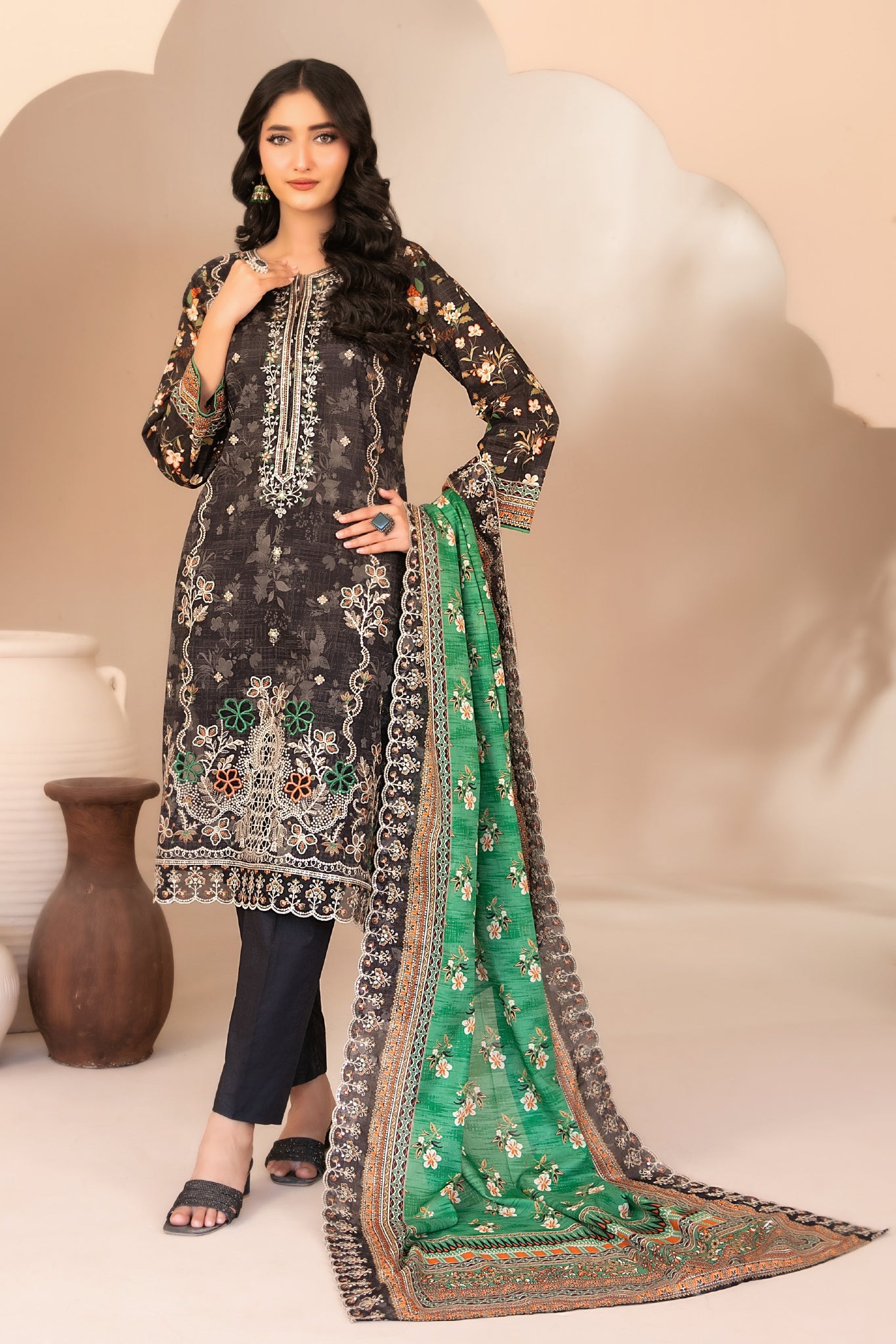 Ohana By Tawakkal Unstitched 3 Piece Emb Lawn Suit-D-3365