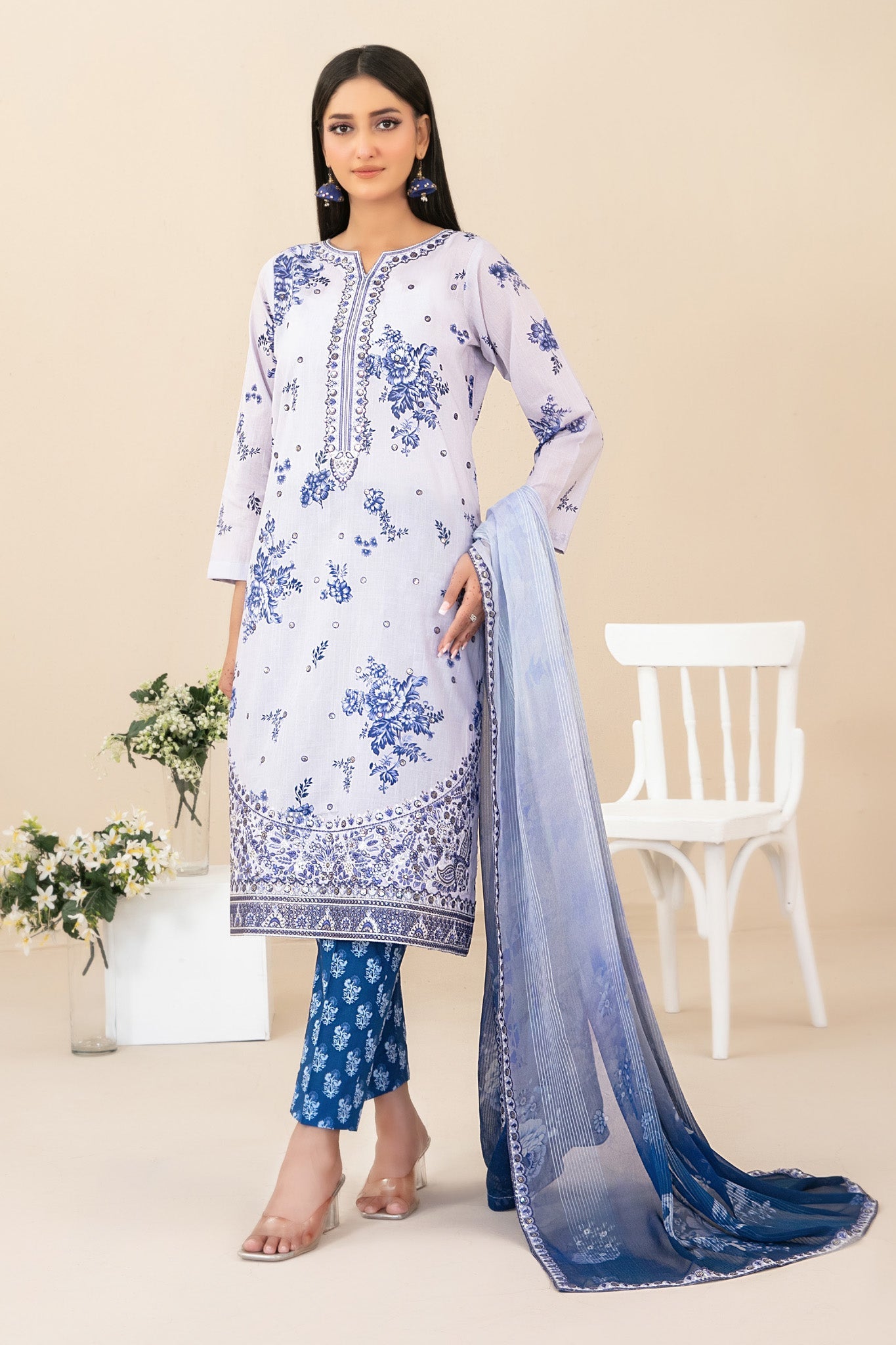 Zahlia By Tawakkal Unstitched 3 Piece Emb Lawn Suit-D-3371