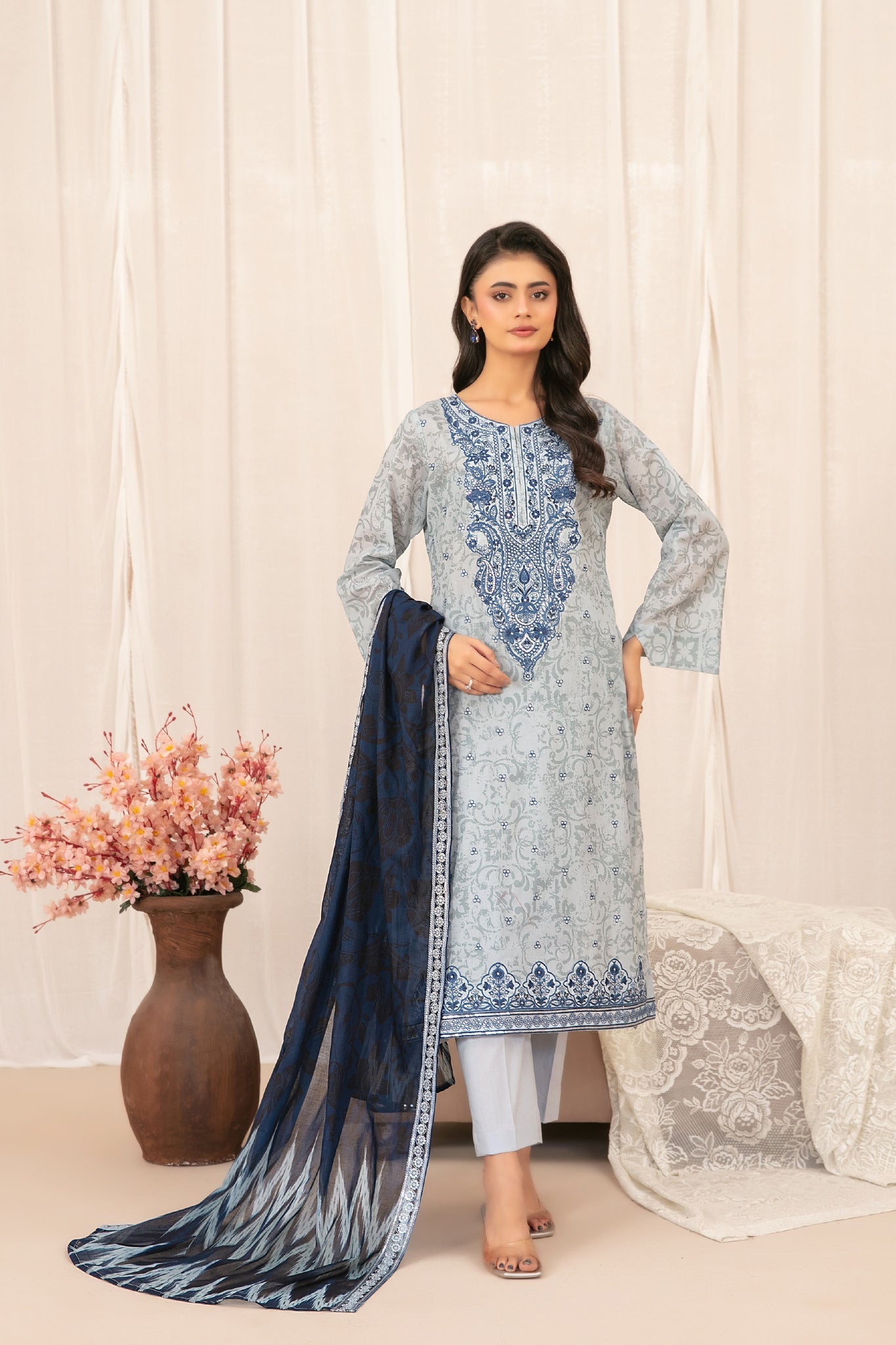 Saniyah by Tawakkal Unstitched 3 Piece Emb Lawn Suit-D-3425