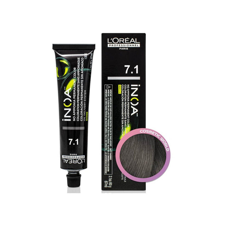 Loreal Inoa Permanent 7.1 Ash Blonde Hair Colour 60g - Snapcart.pk