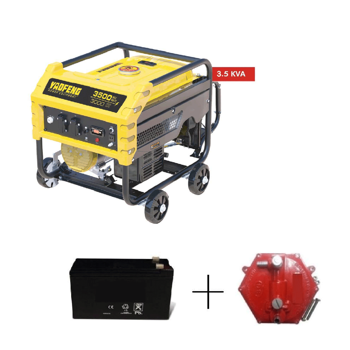 Yaofeng 3.5 KW Heavy Duty Petrol  and  Gas Generator YP3500E Yellow  and  Black + Gaskit + Battery - My Store