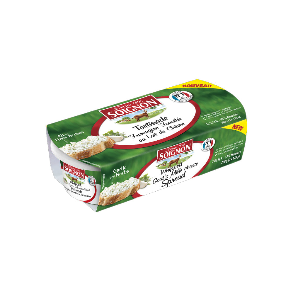 Soignon Spreadable Goat's Cheese Garlic & Herbs 140g