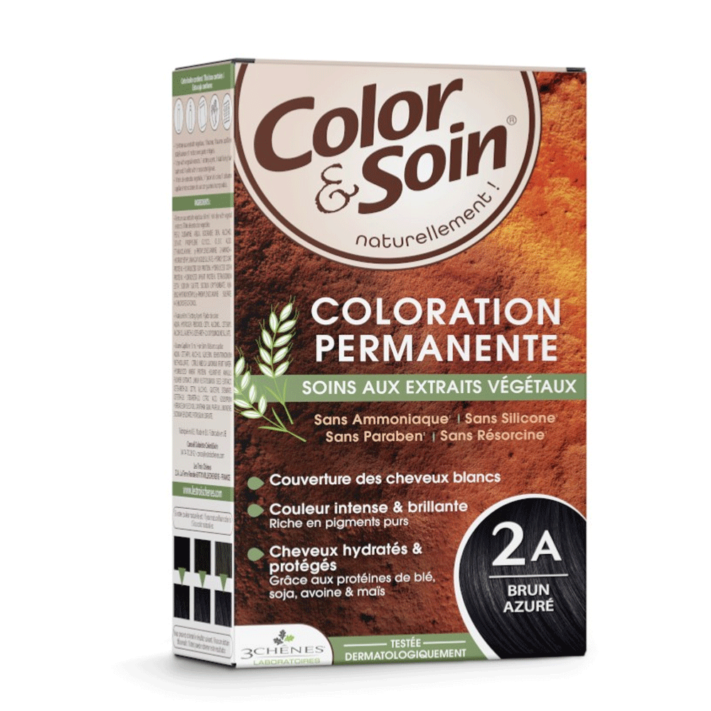 Color & Soin Permanent Hair Dye 2A Azure Black 135ml