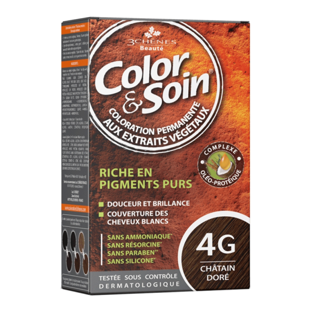 Color & Soin Permanent Hair Dye 4G Golden Chestnut 135ml