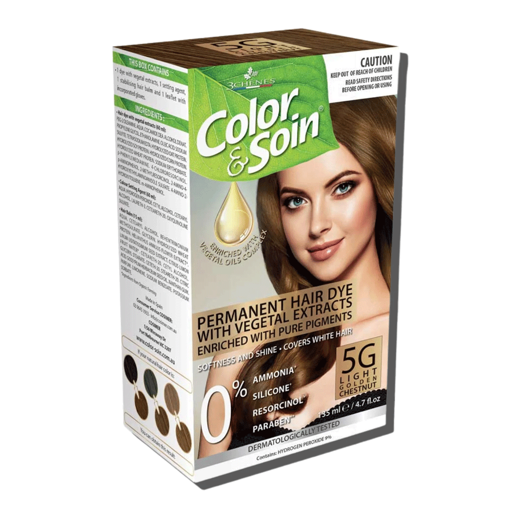 Color & Soin Permanent Hair Dye 5G Light Golden Chestnut 135ml