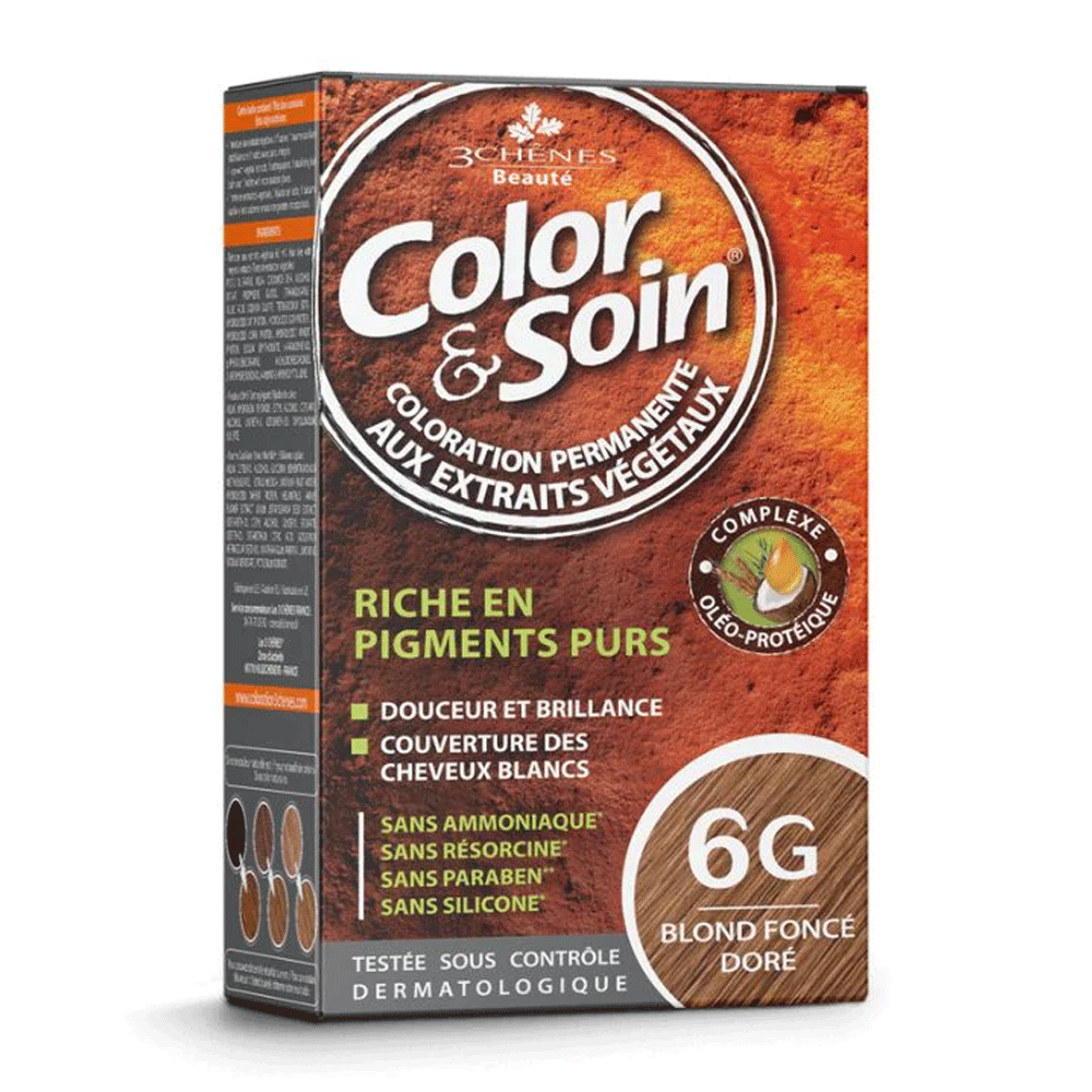 Color & Soin Permanent Hair Dye 6G Dark Golden Blond 135ml