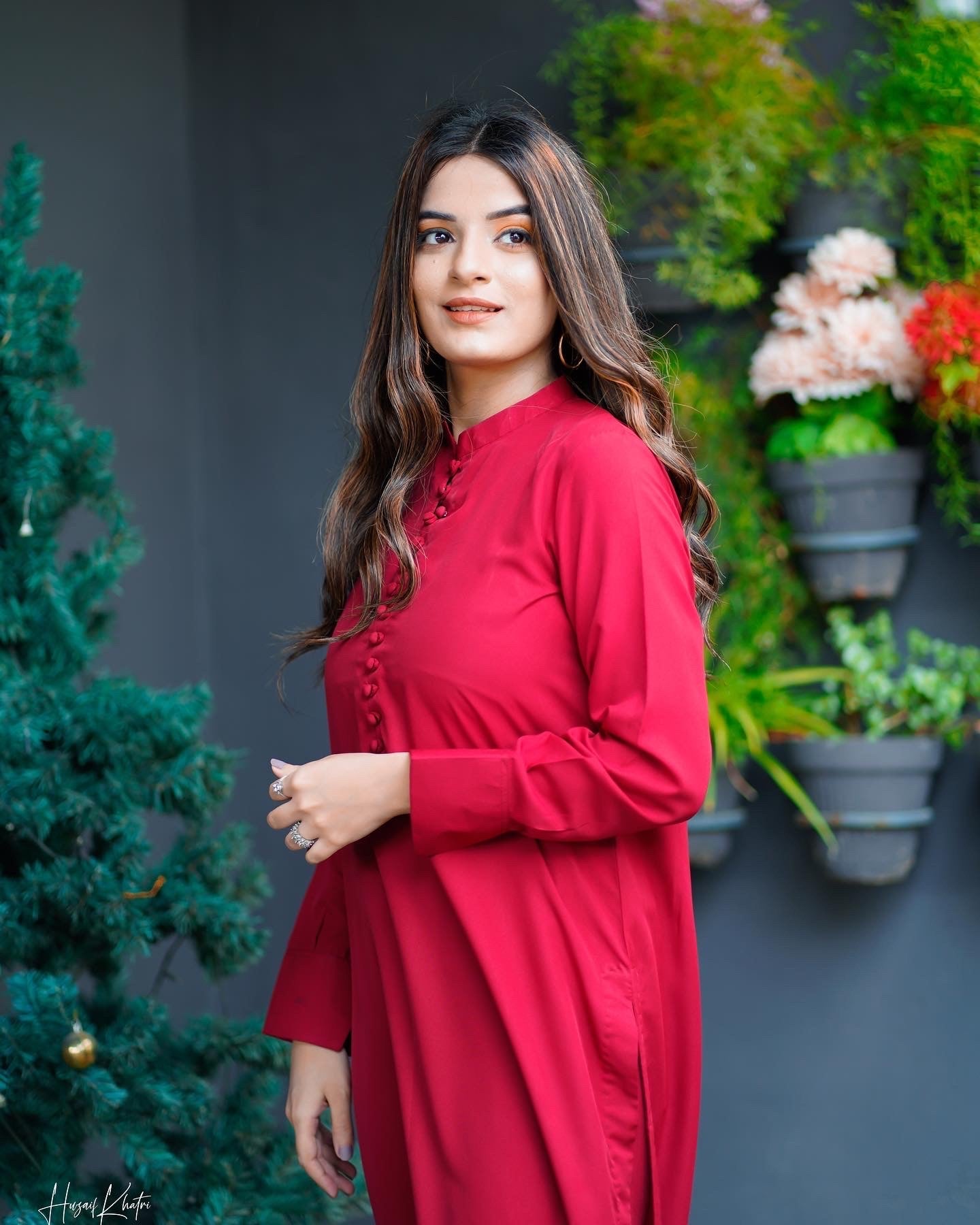 Zauk Stitched 2 Piece Collection-Red Two Piece Dress